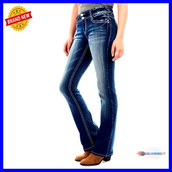 Mid-Rise Bootcut Jeans Insta Stretch Denim Size 0-24 Regular Fit